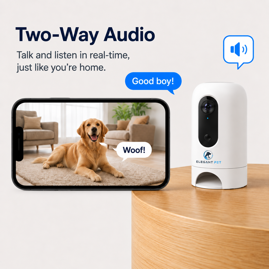 ELEGANT PET 1080p Smart Pet Camera with Treat Dispenser, Night Vision & Two-Way Audio