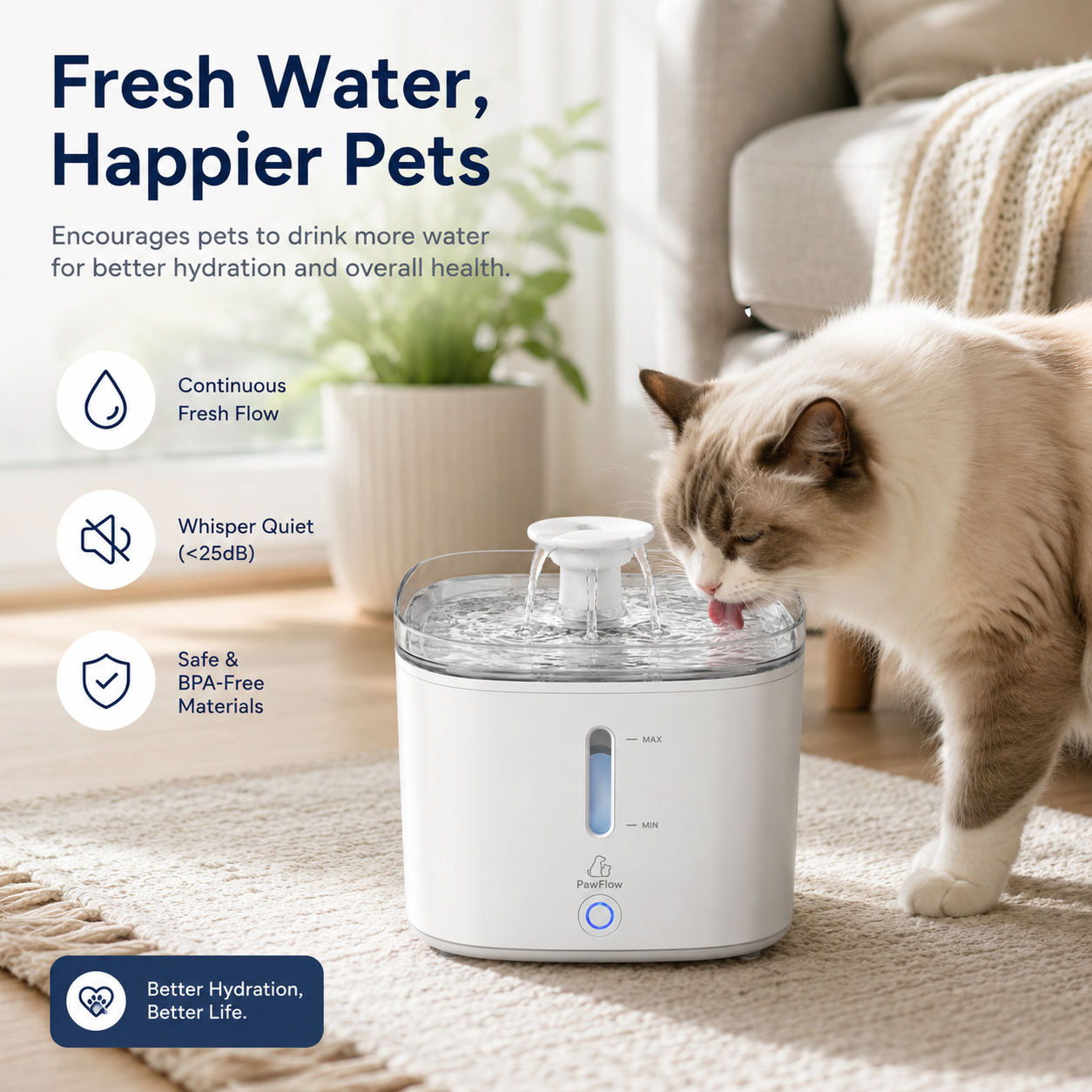 Smart Pet Water Fountain – 2L Automatic Cat & Dog Water Dispenser