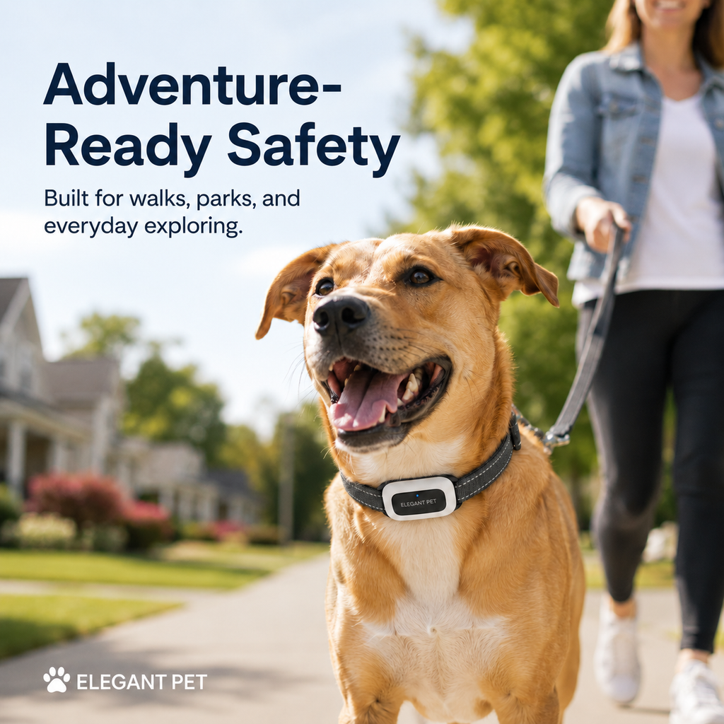 ELEGANT PET Smart GPS Dog Collar & Matching Leash Set – Real-Time Tracking, Virtual Fence Alerts & App Control