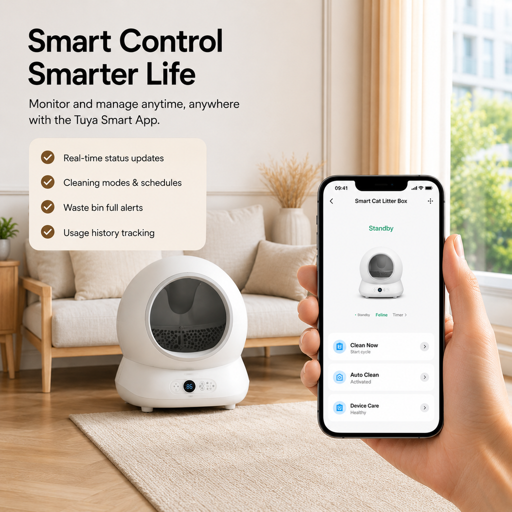 Smart Self-Cleaning Cat Litter Box – Automatic Cat Litter Box with App Control