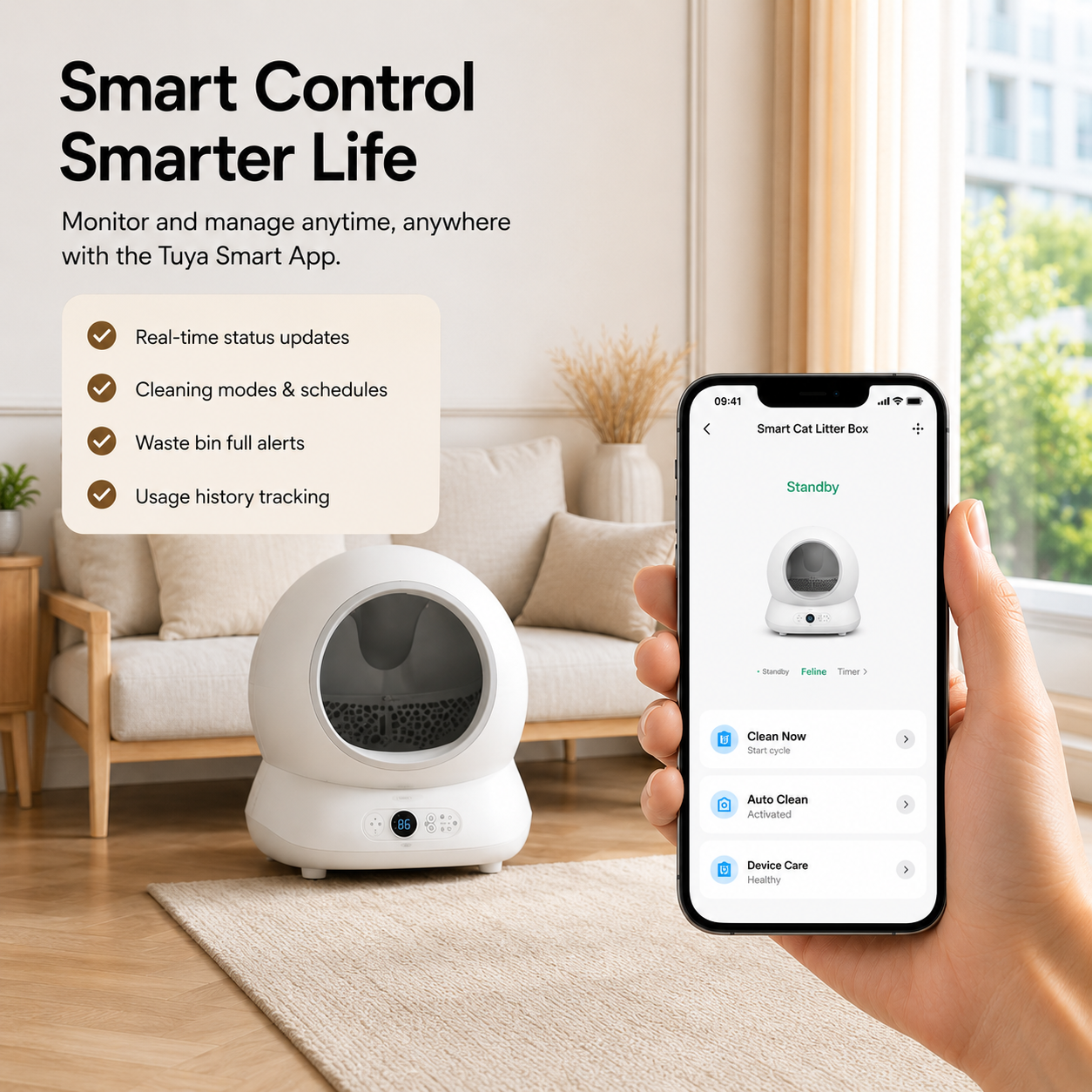 Smart Self-Cleaning Cat Litter Box – Automatic Cat Litter Box with App Control