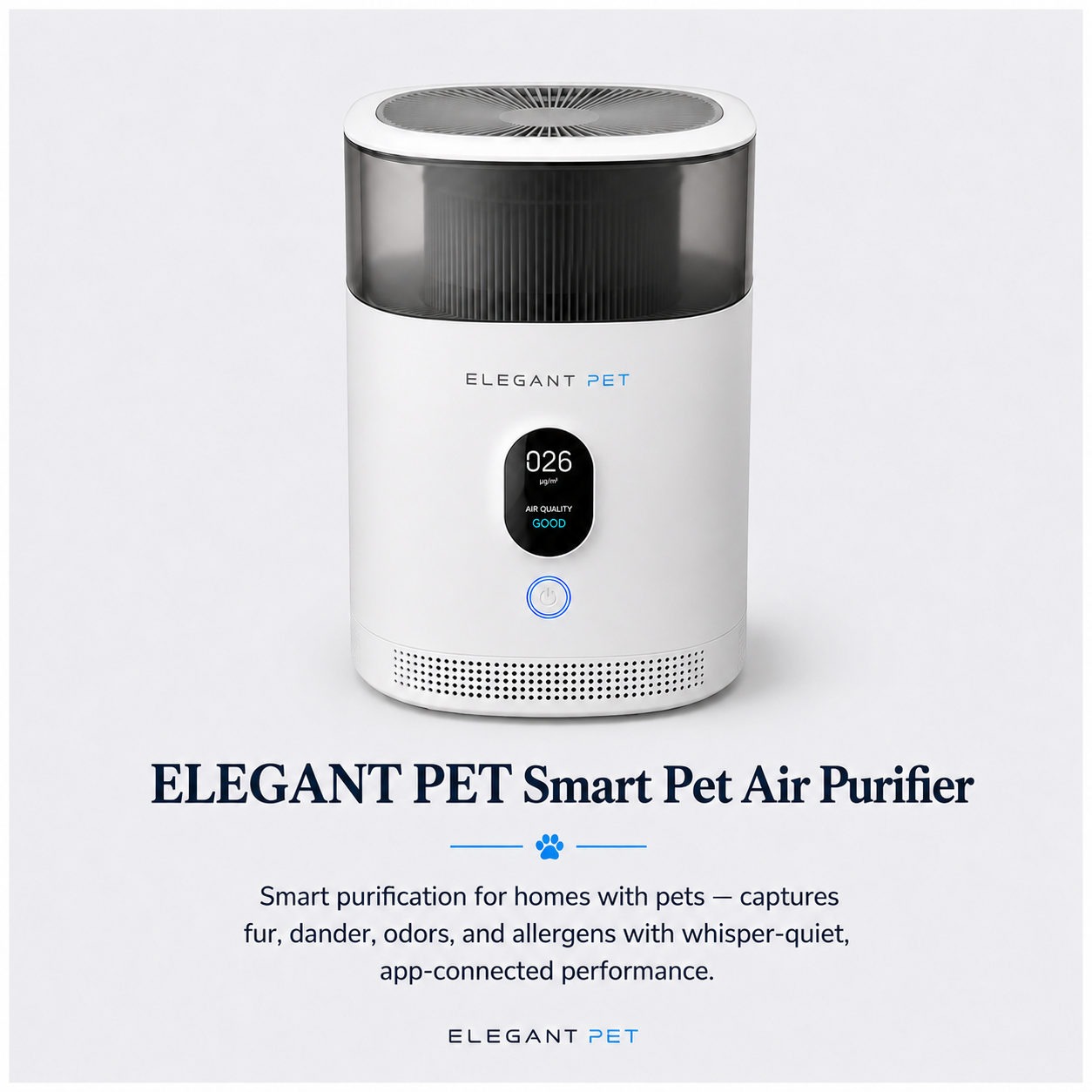 ELEGANT PET Smart Pet Air Purifier – 3-Stage Filtration, App Control & Quiet Sleep Mode