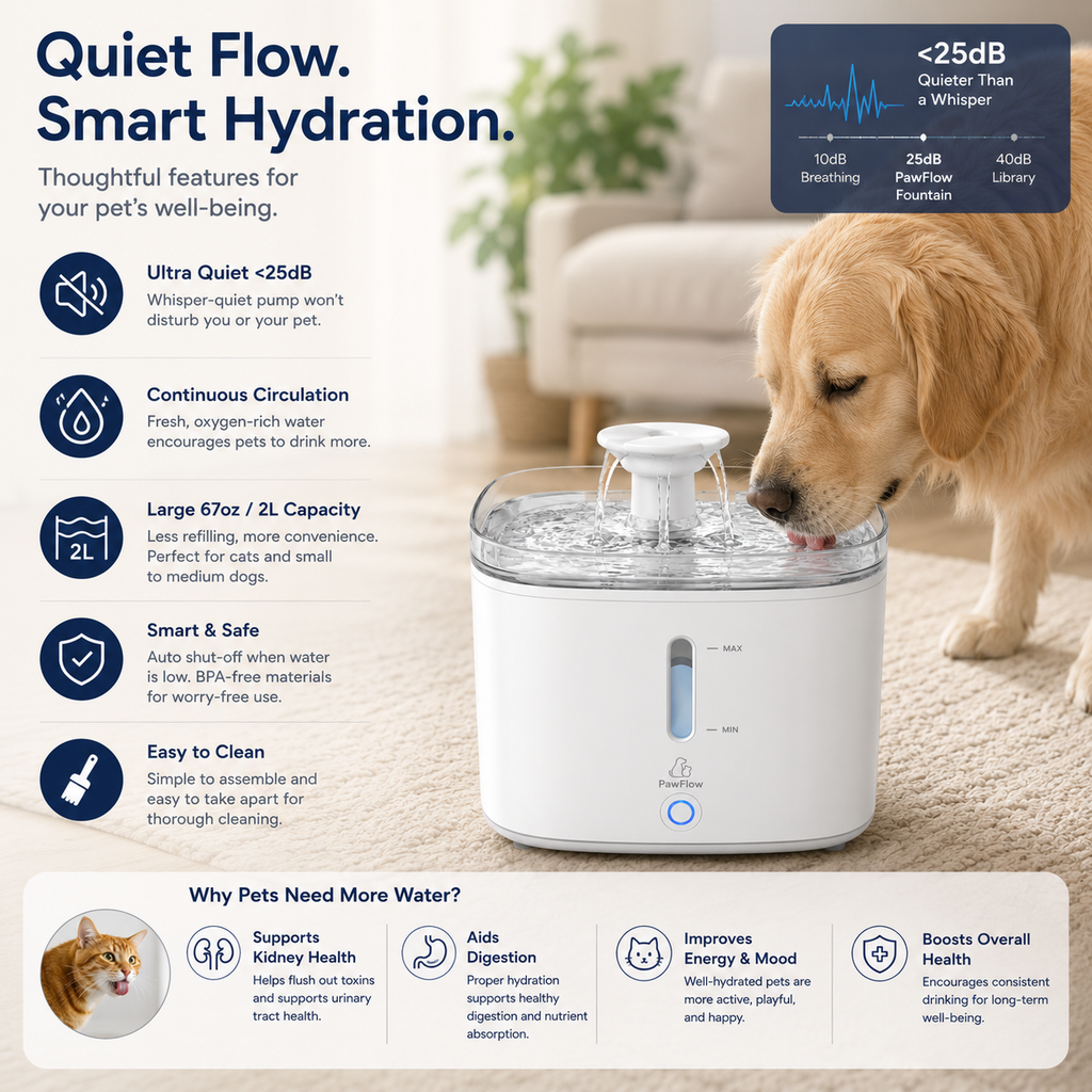 Smart Pet Water Fountain – 2L Automatic Cat & Dog Water Dispenser