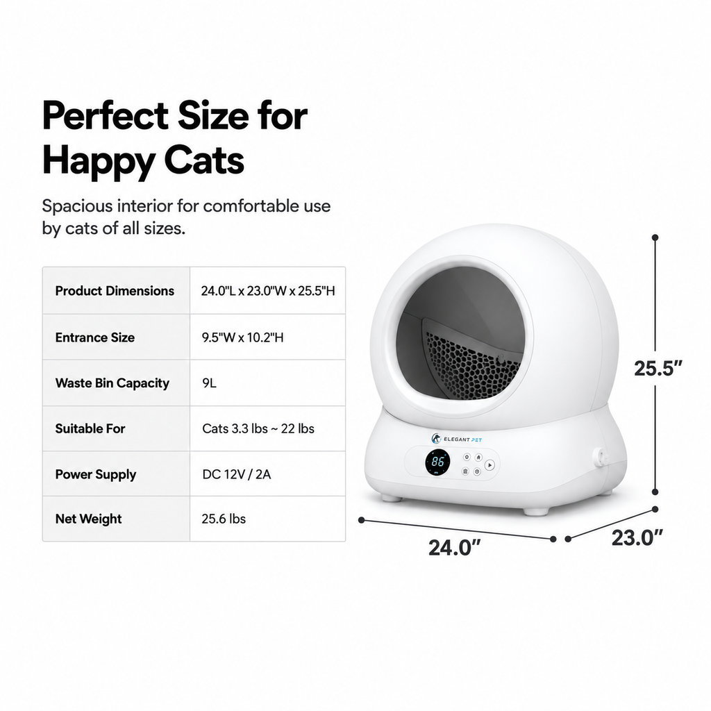 ELEGANT PET Smart Self-Cleaning Cat Litter Box with App Control