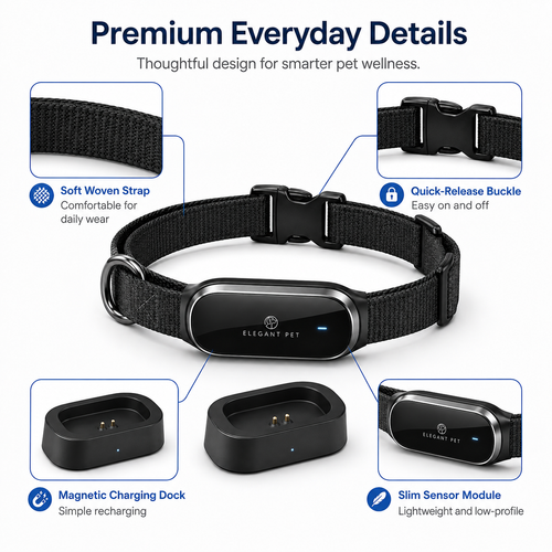 ELEGANT PET AI Smart Health Collar – Activity, Sleep & Wellness Tracking with App Connectivity