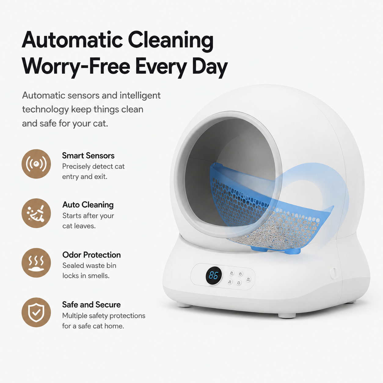 Smart Self-Cleaning Cat Litter Box – Automatic Cat Litter Box with App Control