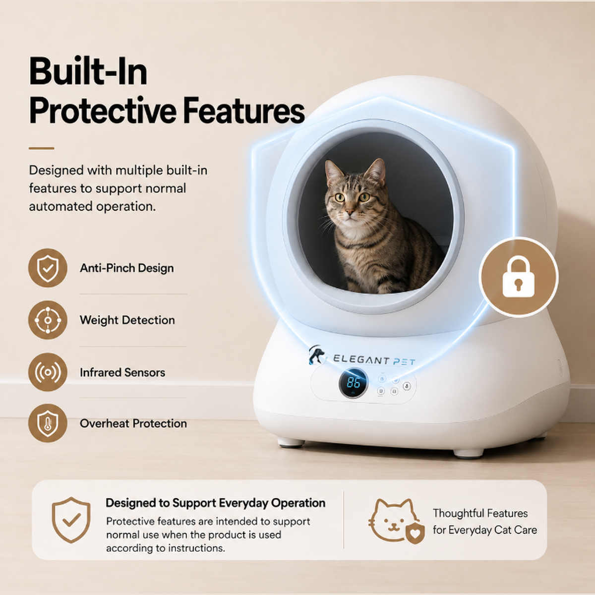 ELEGANT PET Smart Self-Cleaning Cat Litter Box with App Control