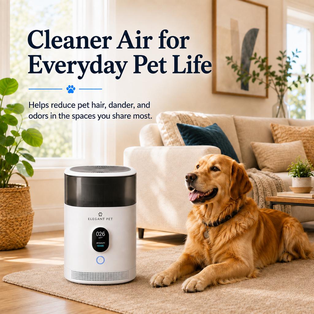 ELEGANT PET Smart Pet Air Purifier – 3-Stage Filtration, App Control & Quiet Sleep Mode