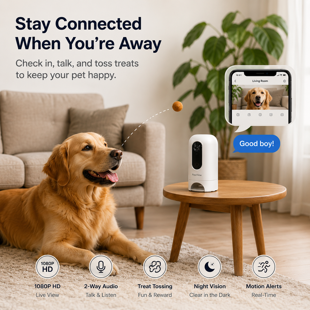 Featuring 1080P HD video and night vision, PawView makes it easy to stay connected with your pet.