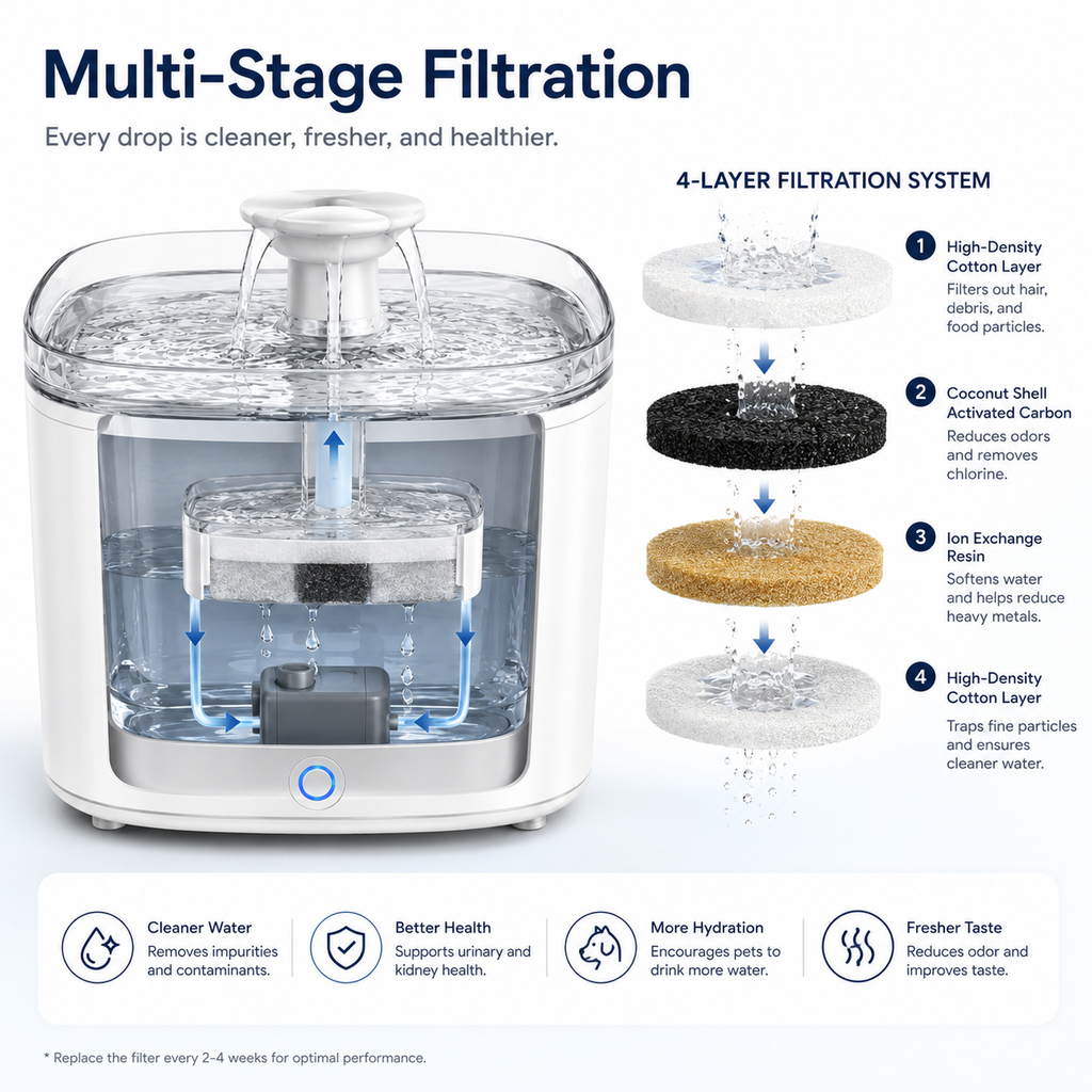 Smart Pet Water Fountain – 2L Automatic Cat & Dog Water Dispenser
