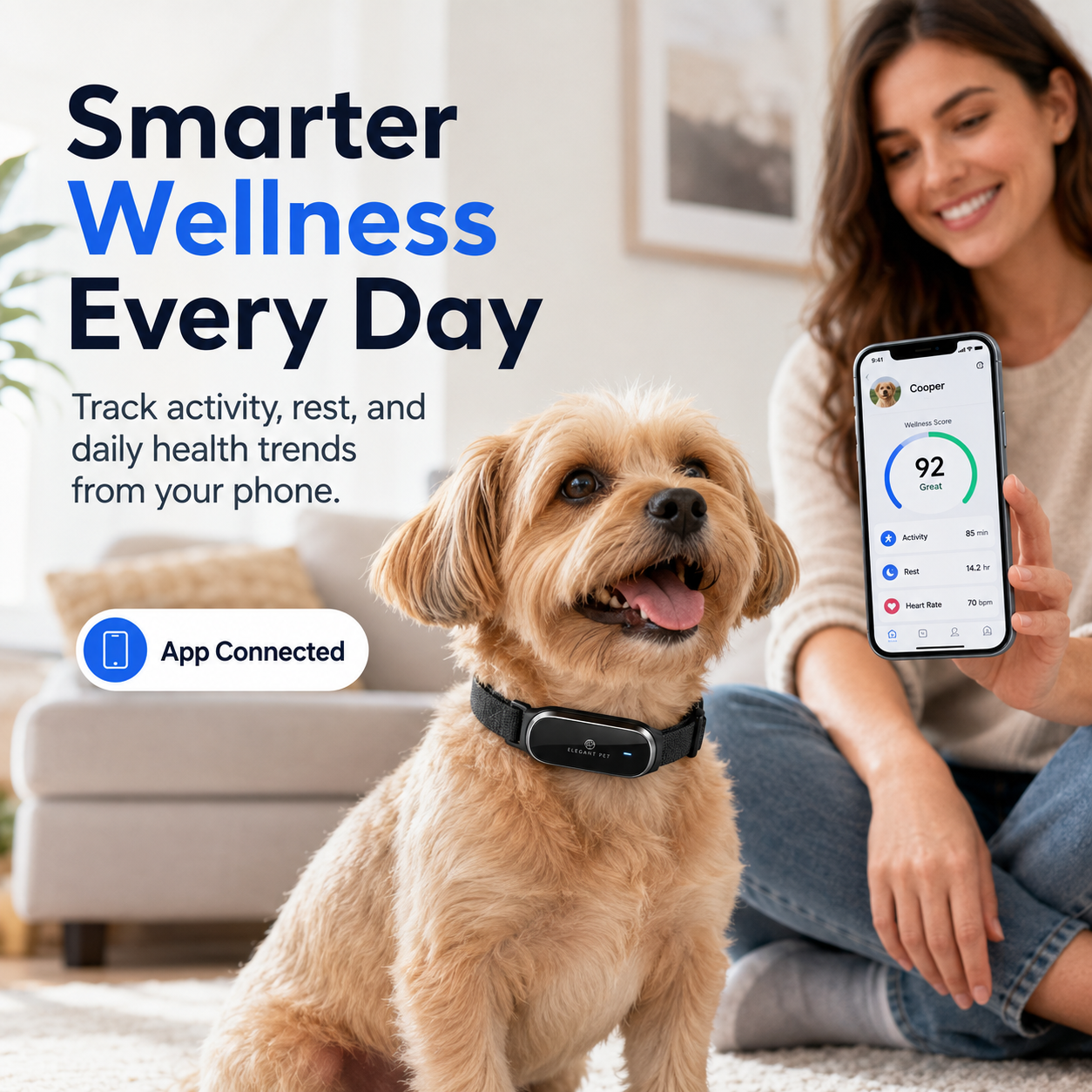 ELEGANT PET AI Smart Health Collar – Activity, Sleep & Wellness Tracking with App Connectivity