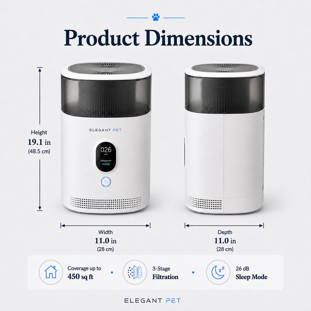 ELEGANT PET Smart Pet Air Purifier – 3-Stage Filtration, App Control & Quiet Sleep Mode
